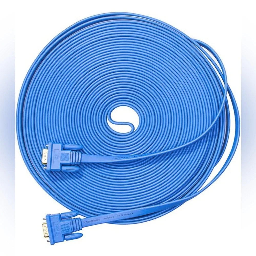 DTECH 65ft Extra Long VGA Cable Male to Male 15 Pin Connector Flat SVGA Cord